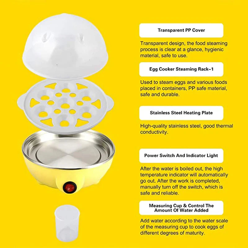 7-Egg Electric Egg Cooker | Multi-Function Steamer for Omelette
