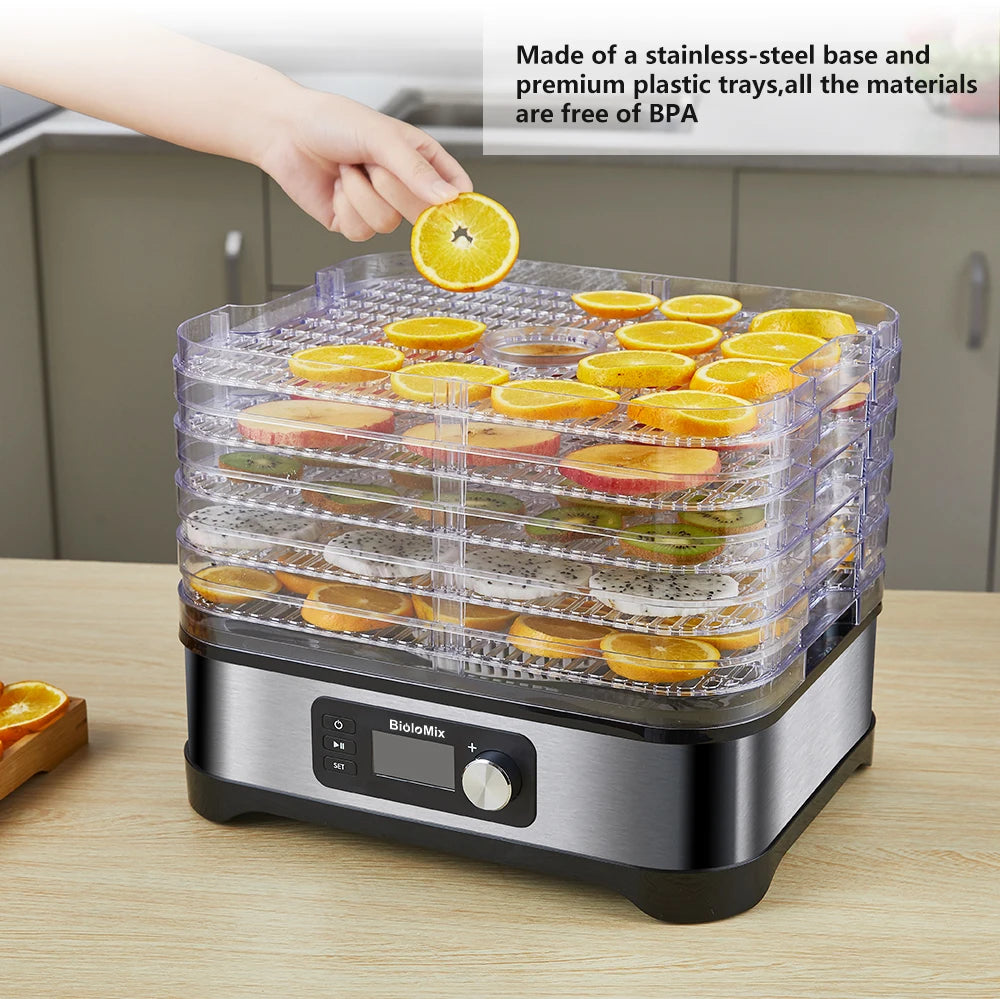 BioloMix 5-Tray Food Dehydrator | BPA-Free Digital Timer & Temperature Control - Chamberland Homes