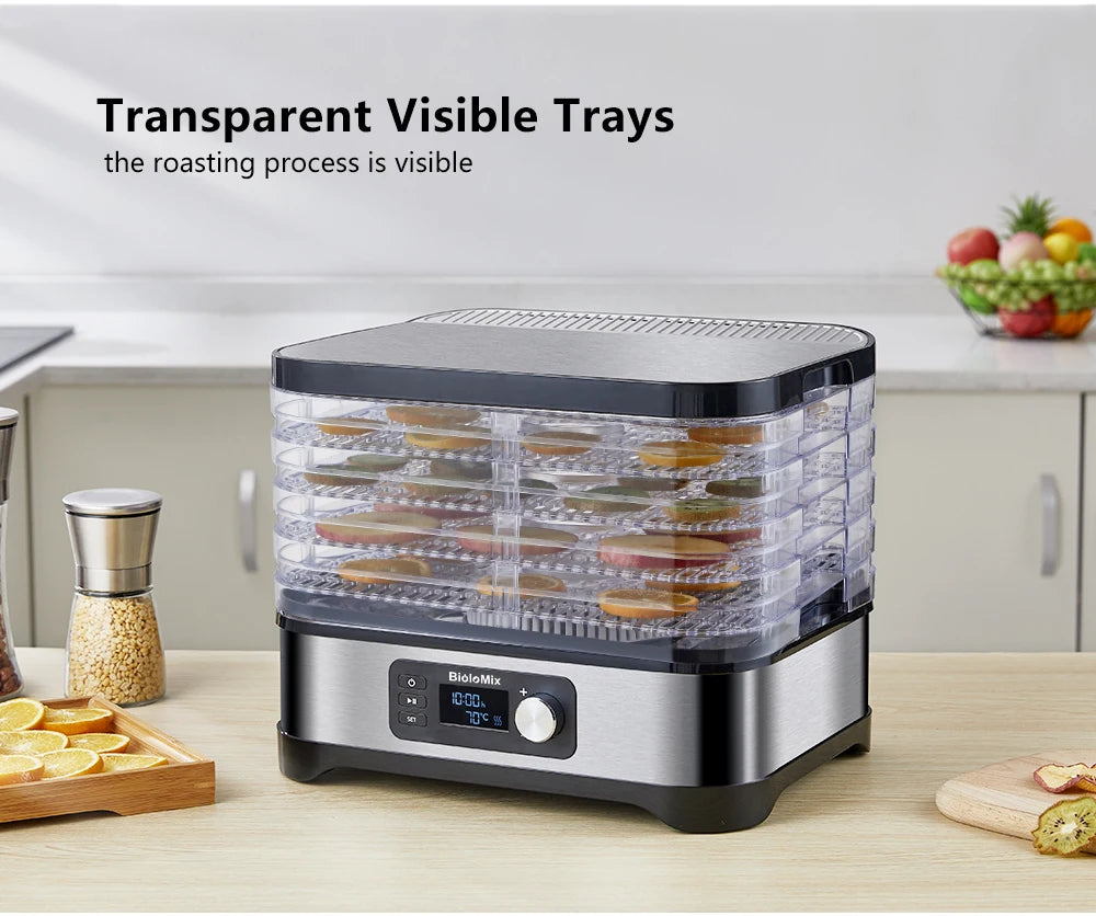 BioloMix 5-Tray Food Dehydrator | BPA-Free Digital Timer & Temperature Control - Chamberland Homes