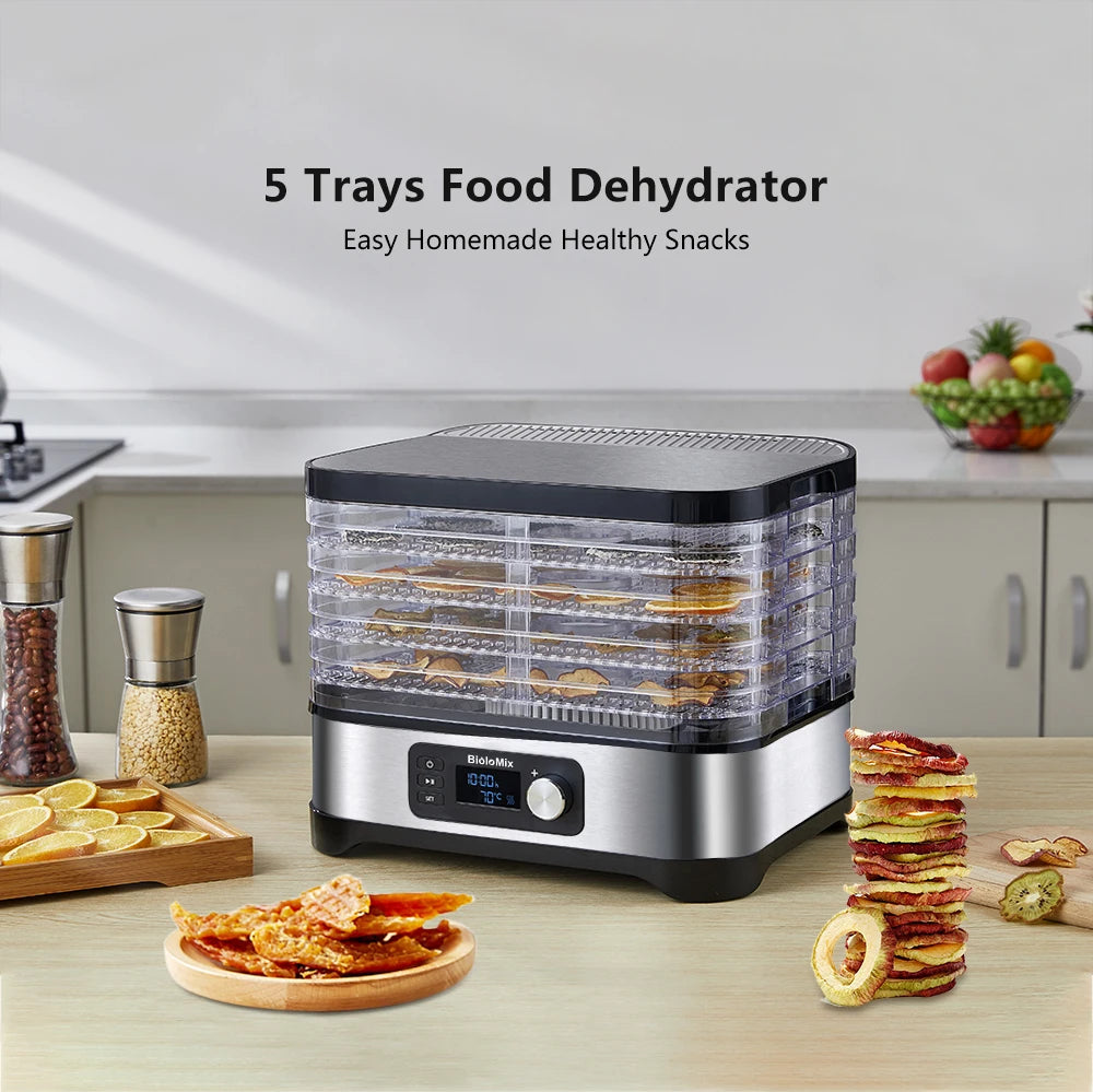 BioloMix 5-Tray Food Dehydrator | BPA-Free Digital Timer & Temperature Control - Chamberland Homes