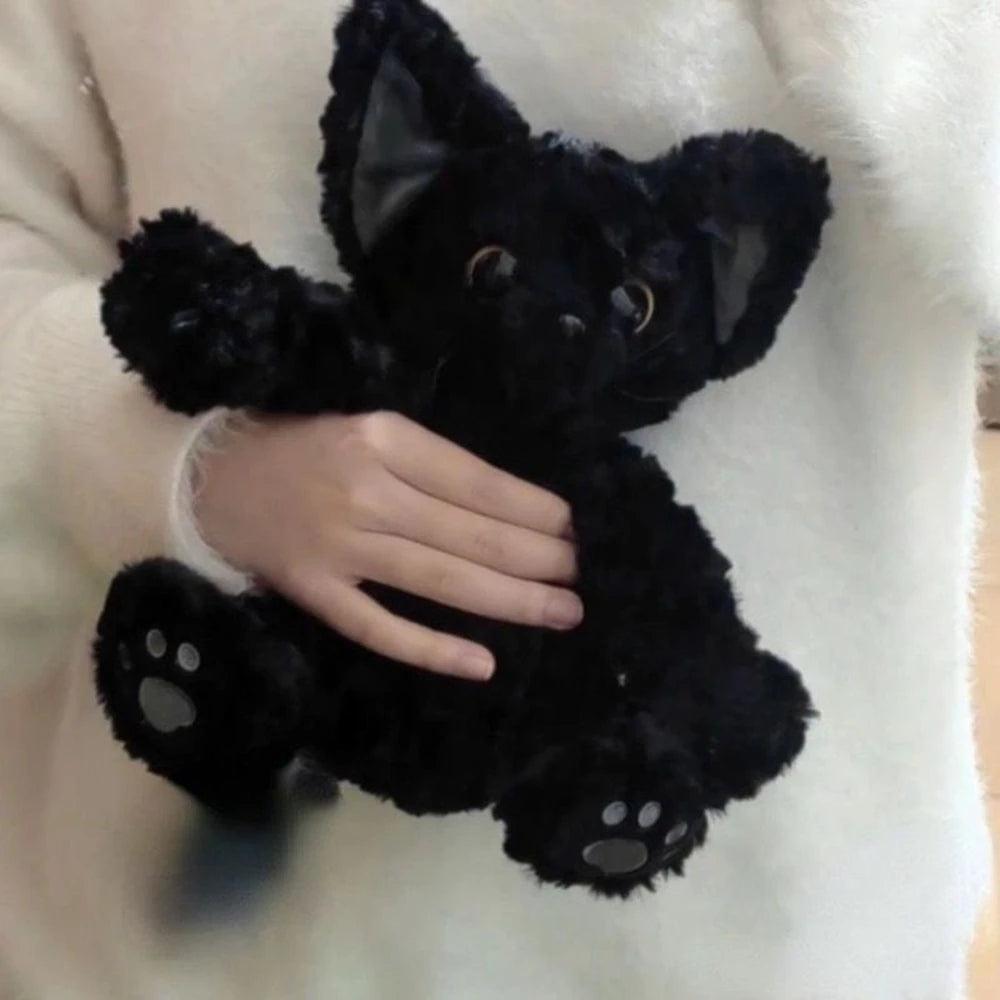 Cute Plaime Cat Plush Toy Curly KUKI Black Cat Plushie Doll - Chamberland Homes