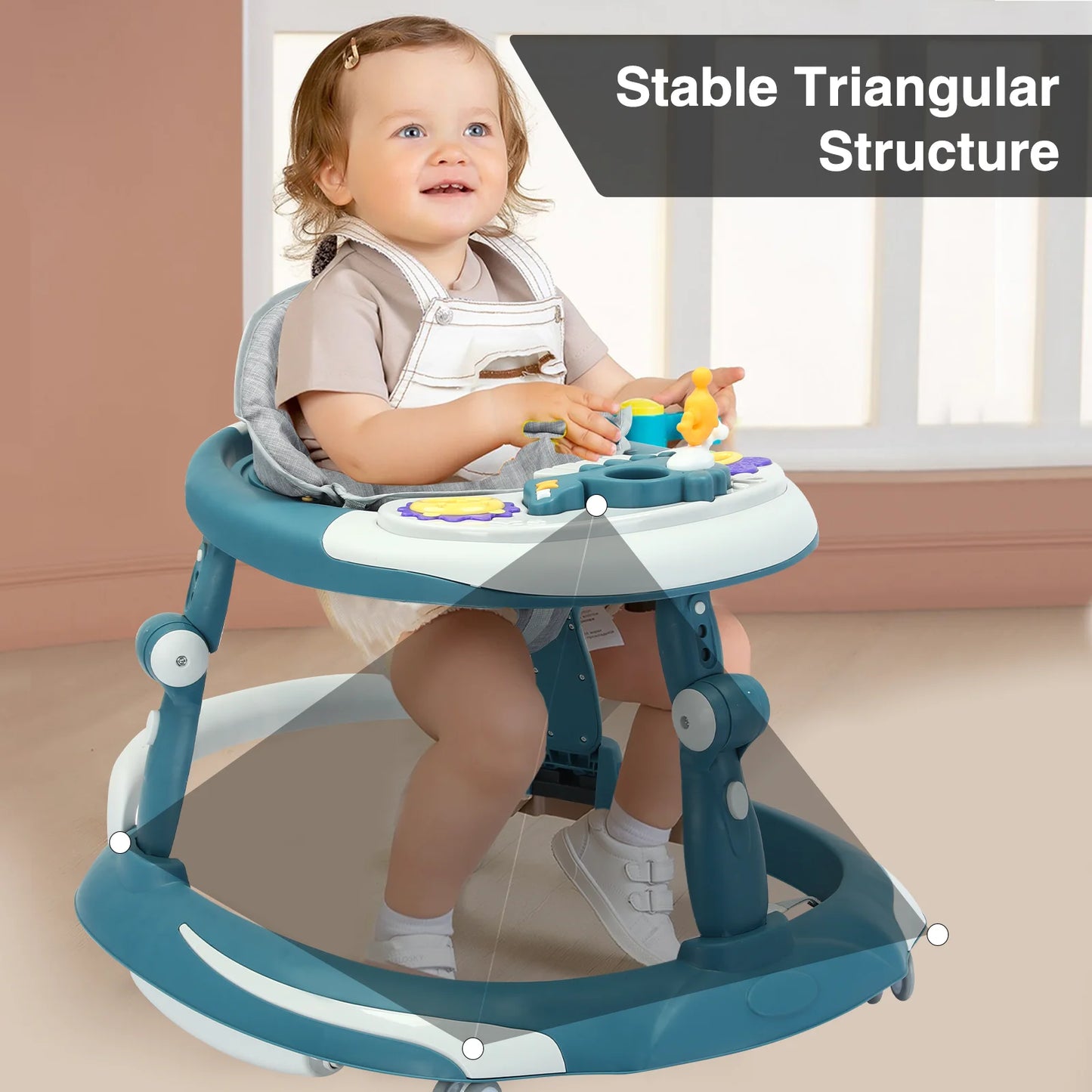 UBRAVOO Foldable Baby Walker | Adjustable Height & Music Toy