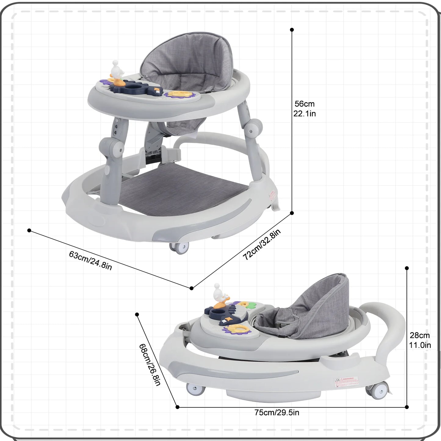UBRAVOO Foldable Baby Walker | Adjustable Height & Music Toy