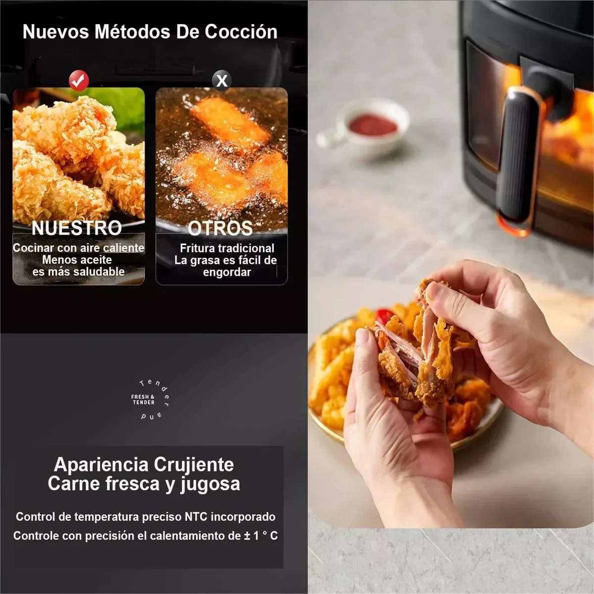 1400W 8L Air Fryer | Oil-Free Smart LED Touch Cooker