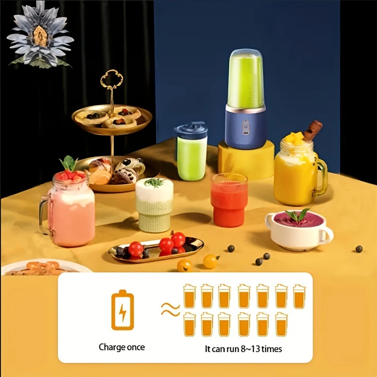 Portable Electric Juice Extractor | Blue/Pink Multi-Function Mixing Cup - Chamberland Homes