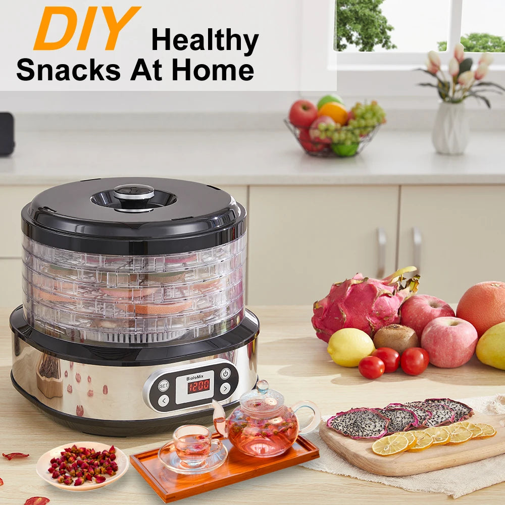 BioloMix 5-Tray Food Dehydrator | BPA-Free Digital Timer & Temperature Control - Chamberland Homes