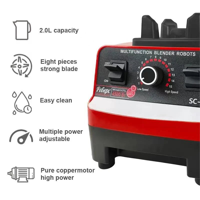 2000ML Large Capacity Ice Crusher & Food Processor Blender