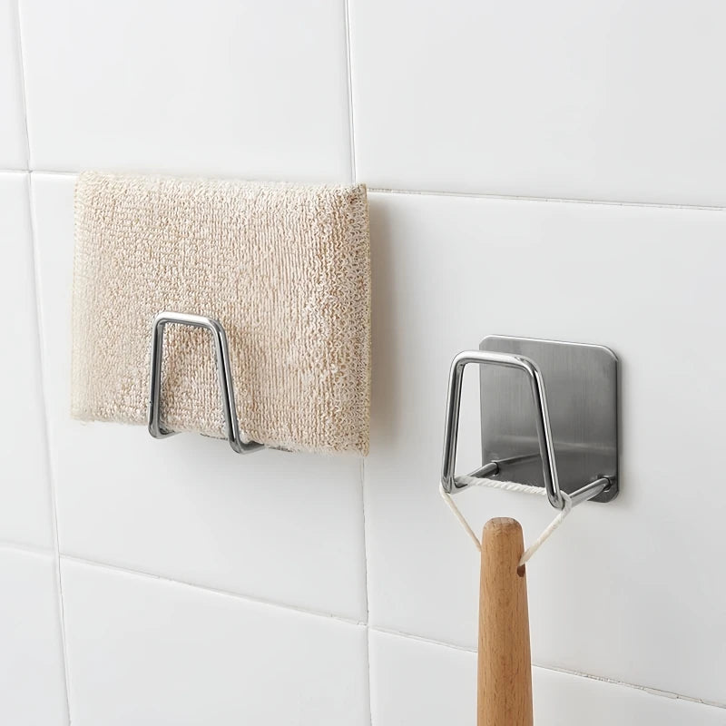 Stainless Steel Storage Hook | Adhesive Cutting Board & Sponge Drainer