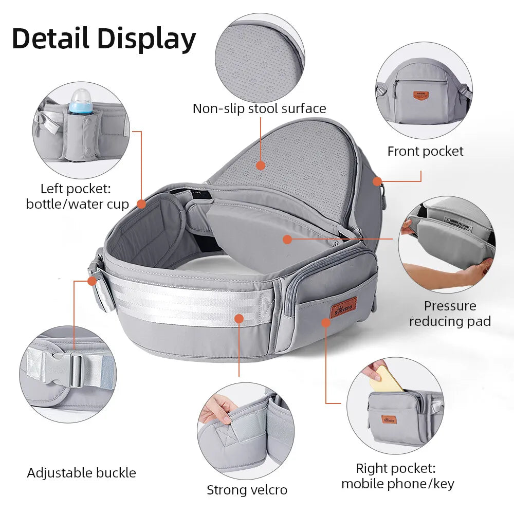 Sunveno Ergonomic Baby Carrier | Infant Hip Seat & Adjustable Stool