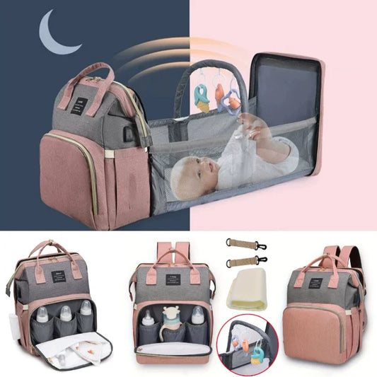 Foldable Portable Mommy Backpack with Crib Bed | Large Diaper Bag - Chamberland Homes