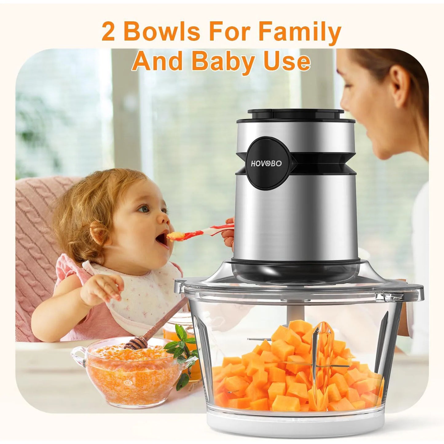 500W Electric Food Processor 2-Speed Meat Grinder & Vegetable Chopper - Chamberland Homes