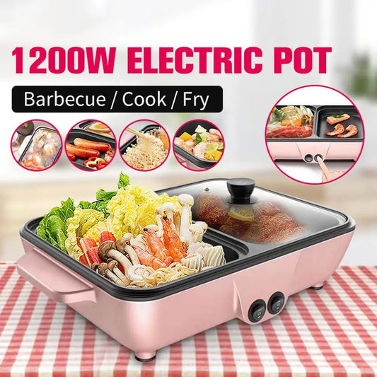 1000W Electric Hot Pot 2-in-1 Cooker | Two-Speed Temperature Control - Chamberland Homes