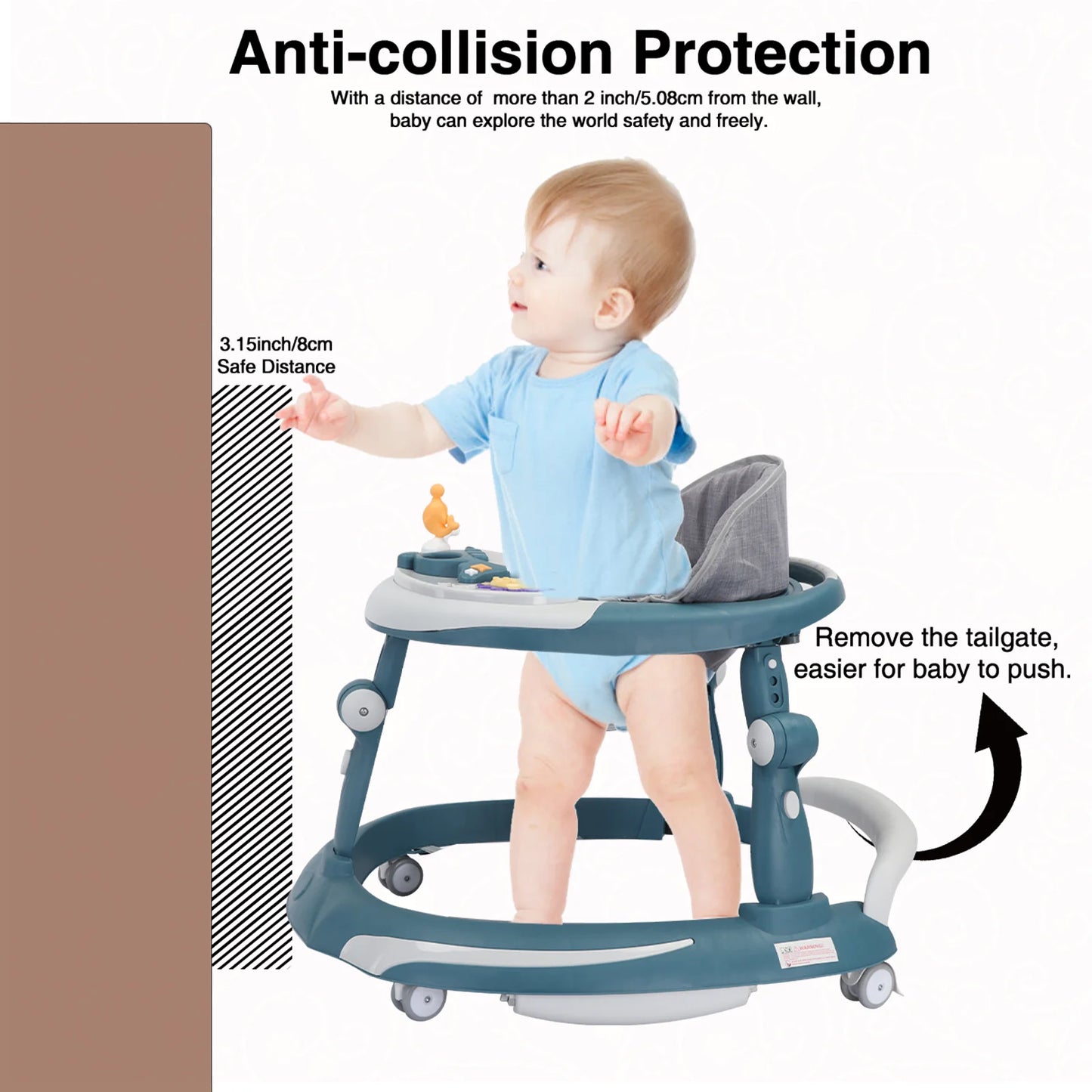 UBRAVOO Foldable Baby Walker | Adjustable Height & Music Toy
