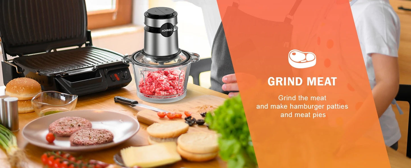 500W Electric Food Processor 2-Speed Meat Grinder & Vegetable Chopper - Chamberland Homes
