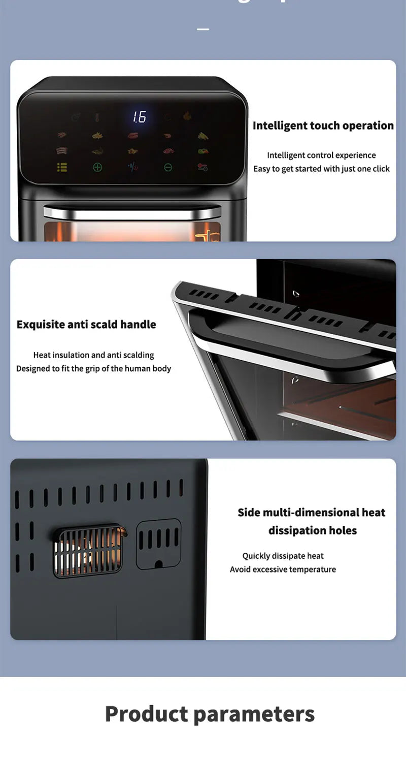 10L Electric Air Fryer | Oil-Free, 360° Convection Oven Fryer - Chamberland Homes