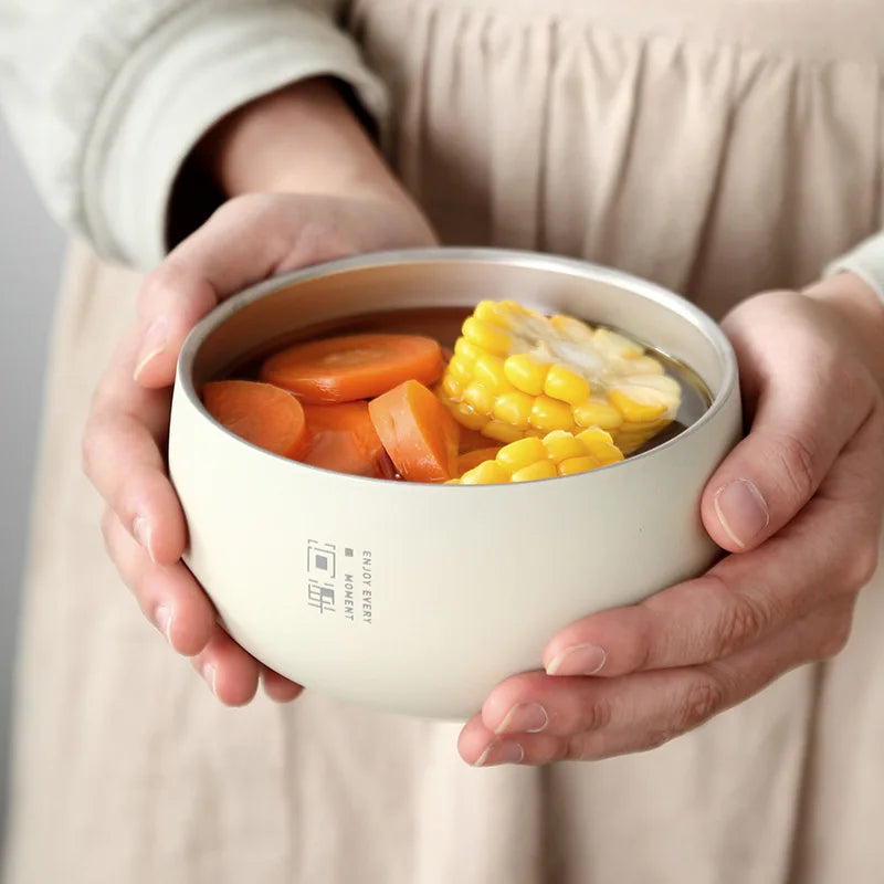 Japanese Style Rice Soup Bowl | Stainless Steel Double Layer - Chamberland Homes