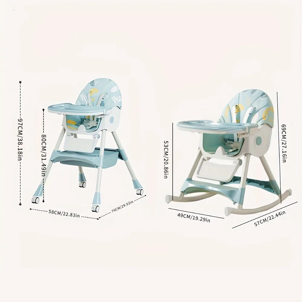 3-in-1 Convertible Baby High Chair | Foldable Infant Rocker - Chamberland Homes