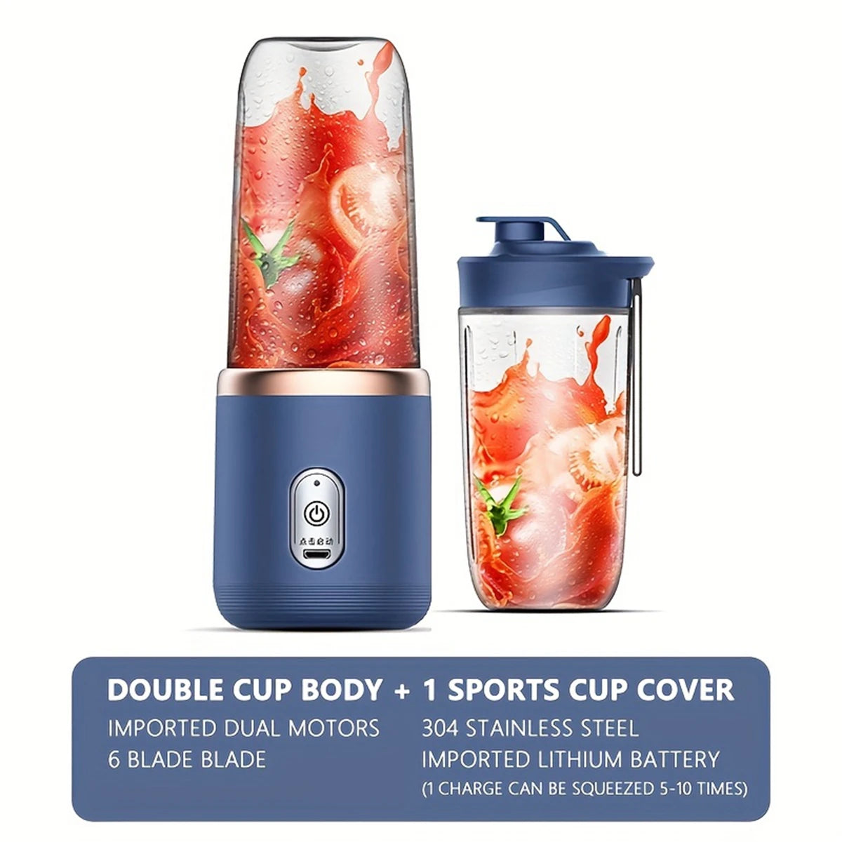 Portable Electric Juice Extractor | Blue/Pink Multi-Function Mixing Cup - Chamberland Homes