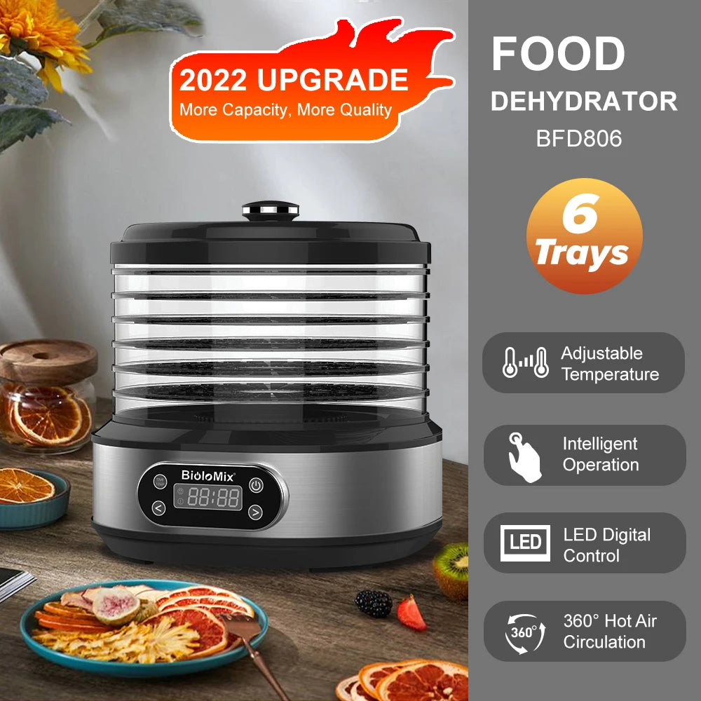 BioloMix 5-Tray Food Dehydrator | BPA-Free Digital Timer & Temperature Control - Chamberland Homes