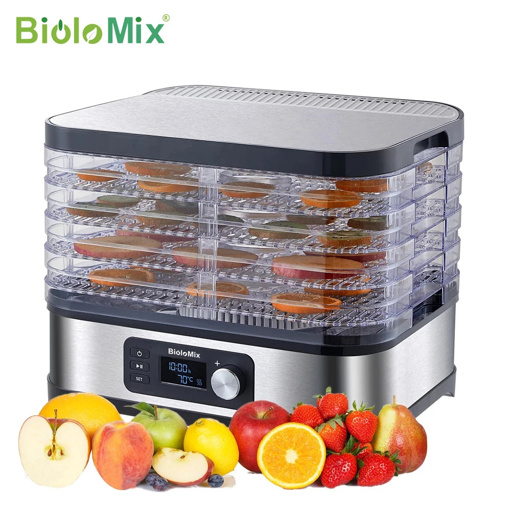 BioloMix 5-Tray Food Dehydrator | BPA-Free Digital Timer & Temperature Control - Chamberland Homes