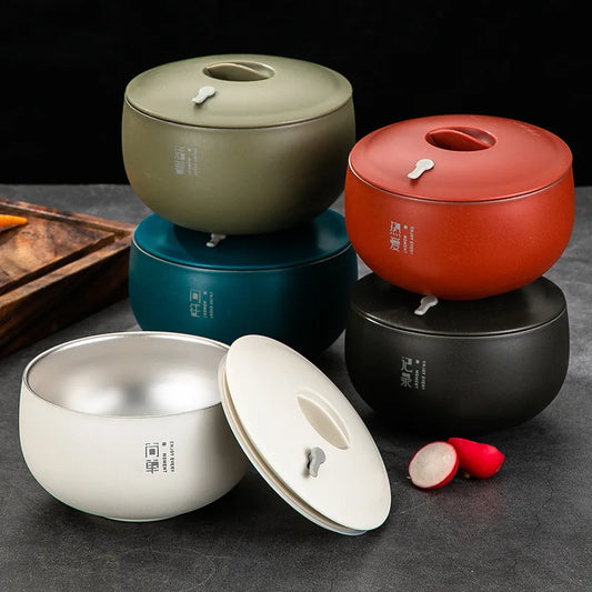 Japanese Style Rice Soup Bowl | Stainless Steel Double Layer - Chamberland Homes