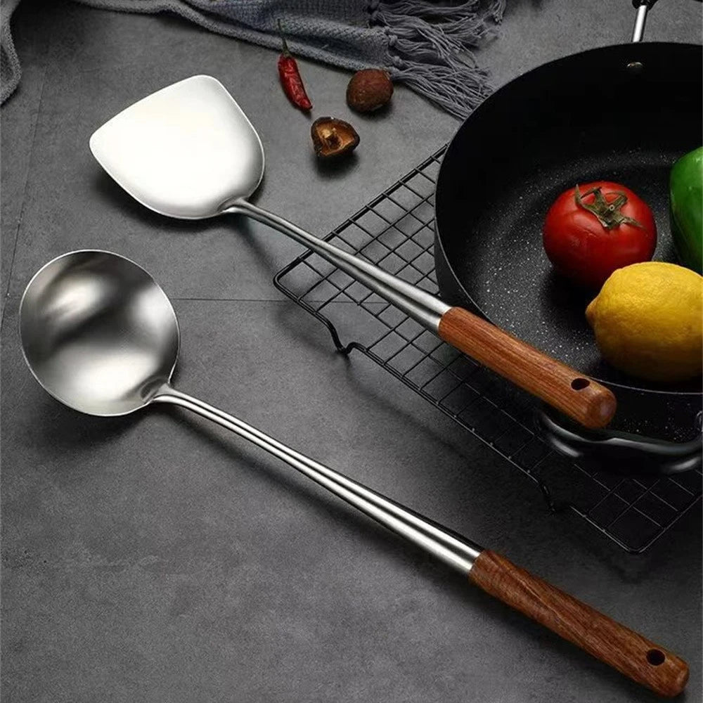 1PC Wok Spatula & Ladle Set | Stainless Steel Kitchen Utensils - Chamberland Homes