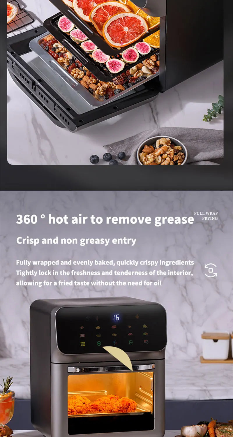 10L Electric Air Fryer | Oil-Free, 360° Convection Oven Fryer - Chamberland Homes
