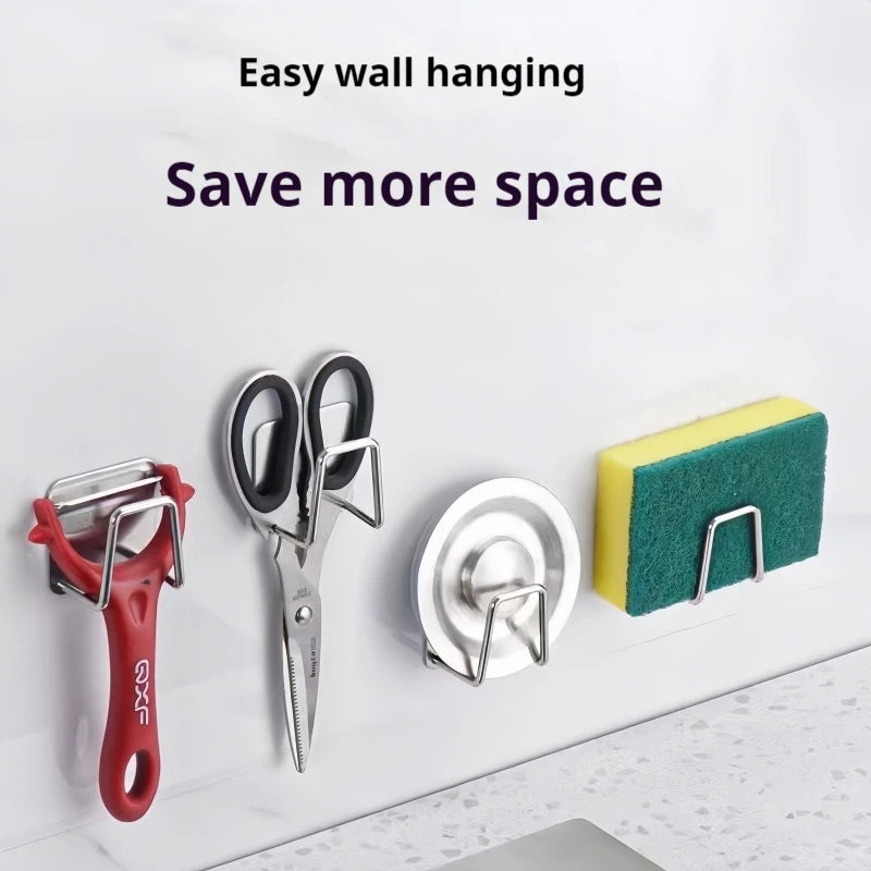 Stainless Steel Storage Hook | Adhesive Cutting Board & Sponge Drainer