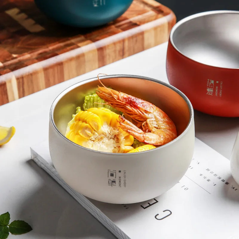 Japanese Style Rice Soup Bowl | Stainless Steel Double Layer - Chamberland Homes