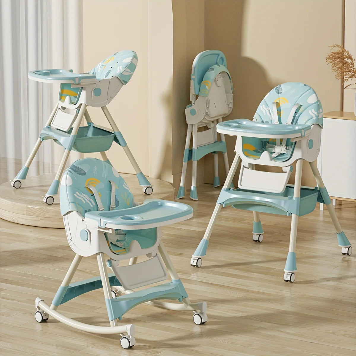 3-in-1 Convertible Baby High Chair | Foldable Infant Rocker - Chamberland Homes