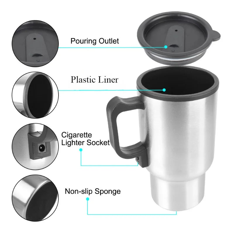 12V 450ml USB Electric Heating Car Kettle | Travel Mug