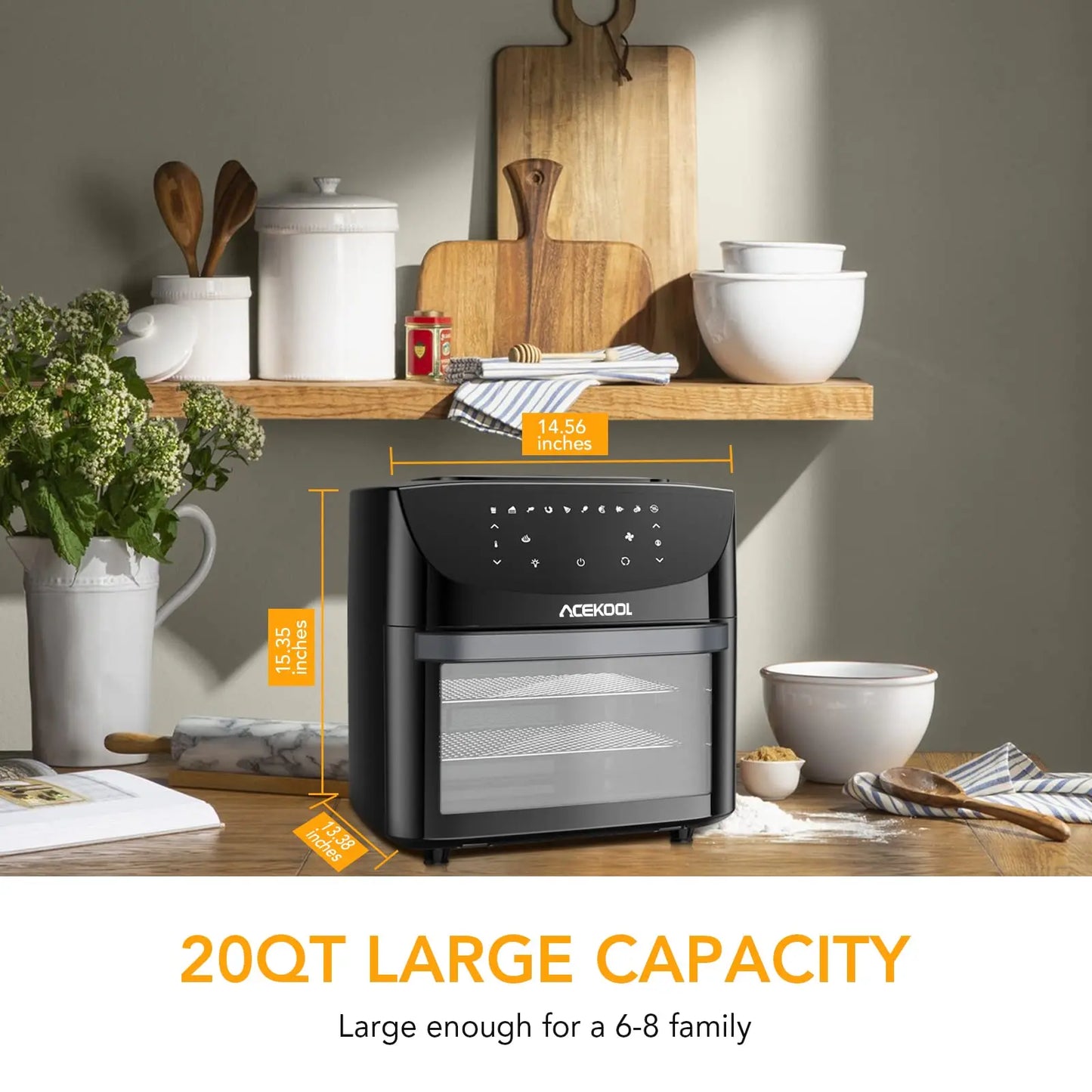 18L Digital Air Fryer Toaster Oven - 10-in-1 Combo