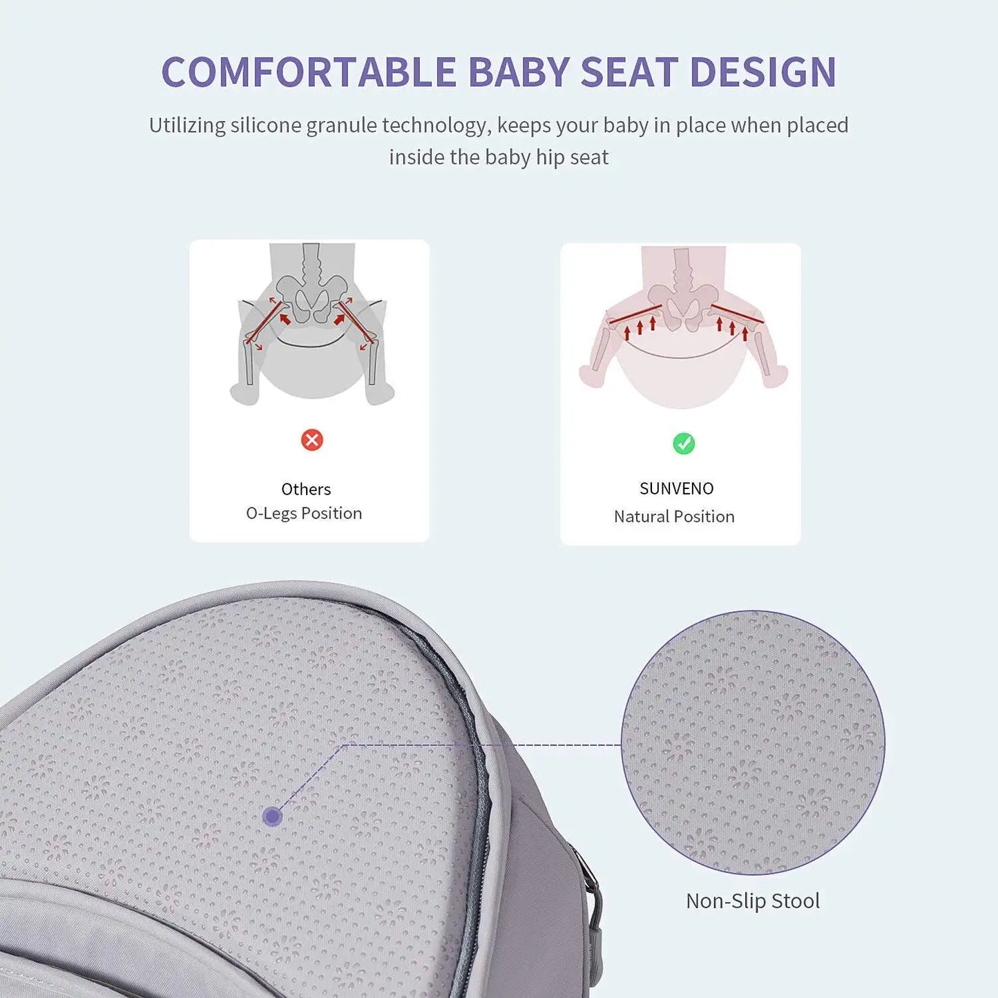 Sunveno Ergonomic Baby Carrier | Infant Hip Seat & Adjustable Stool