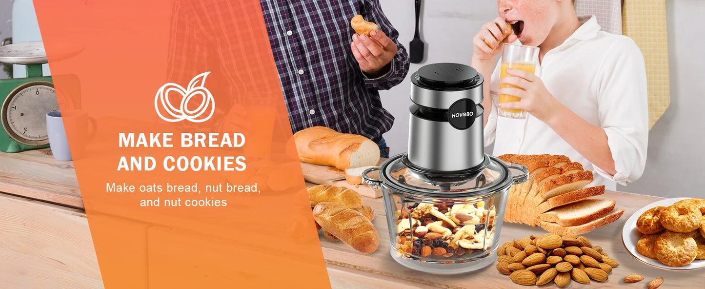 500W Electric Food Processor 2-Speed Meat Grinder & Vegetable Chopper - Chamberland Homes