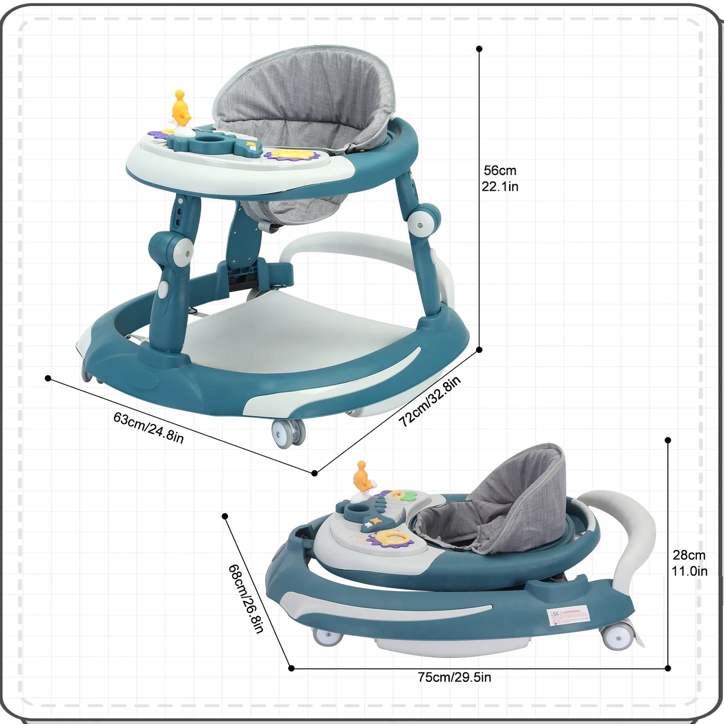 UBRAVOO Foldable Baby Walker | Adjustable Height & Music Toy