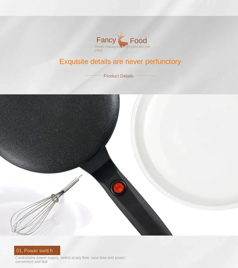 220V Electric Crepe Maker | Non-stick Pancake & Pizza Baking Pan - Chamberland Homes