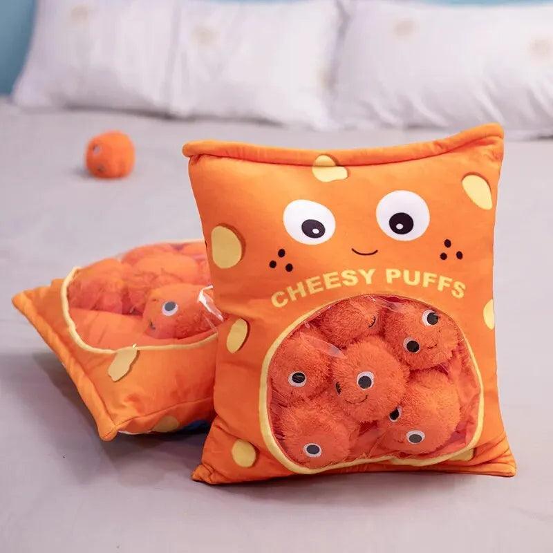 Cute Puff Plush Toy 6 Pieces One Bag of Cheese Puff Balls Pillow Stuffed Snack Puffs Kids Toys Birthday Gift for Boy Girl - CHAMBERLAND HOMES