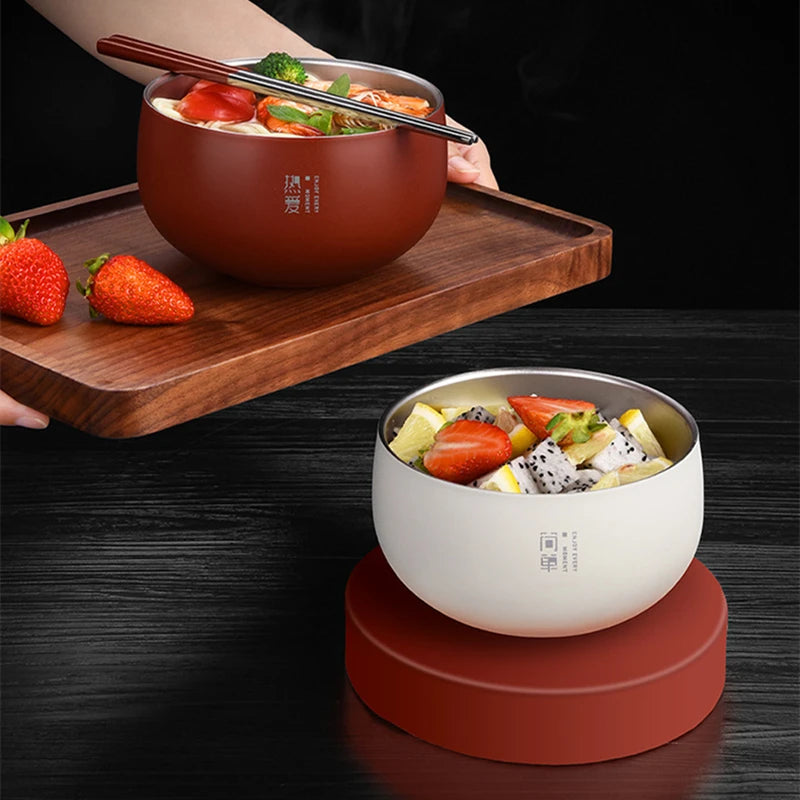 Japanese Style Rice Soup Bowl | Stainless Steel Double Layer - Chamberland Homes