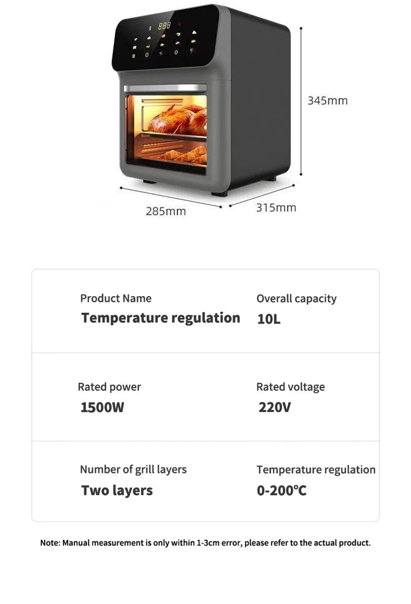 10L Electric Air Fryer | Oil-Free, 360° Convection Oven Fryer
