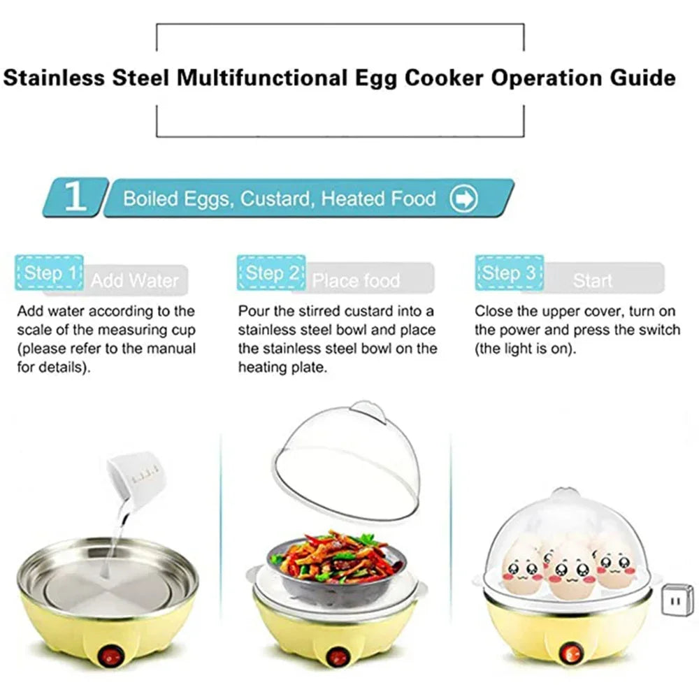 7-Egg Electric Egg Cooker | Multi-Function Steamer for Omelette