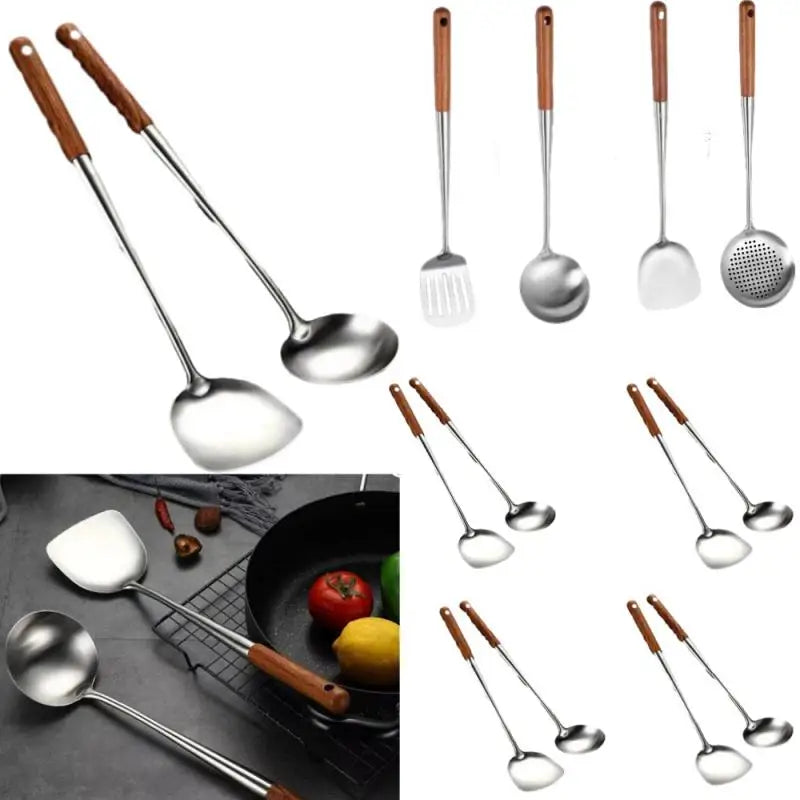 1PC Wok Spatula & Ladle Set | Stainless Steel Kitchen Utensils - Chamberland Homes