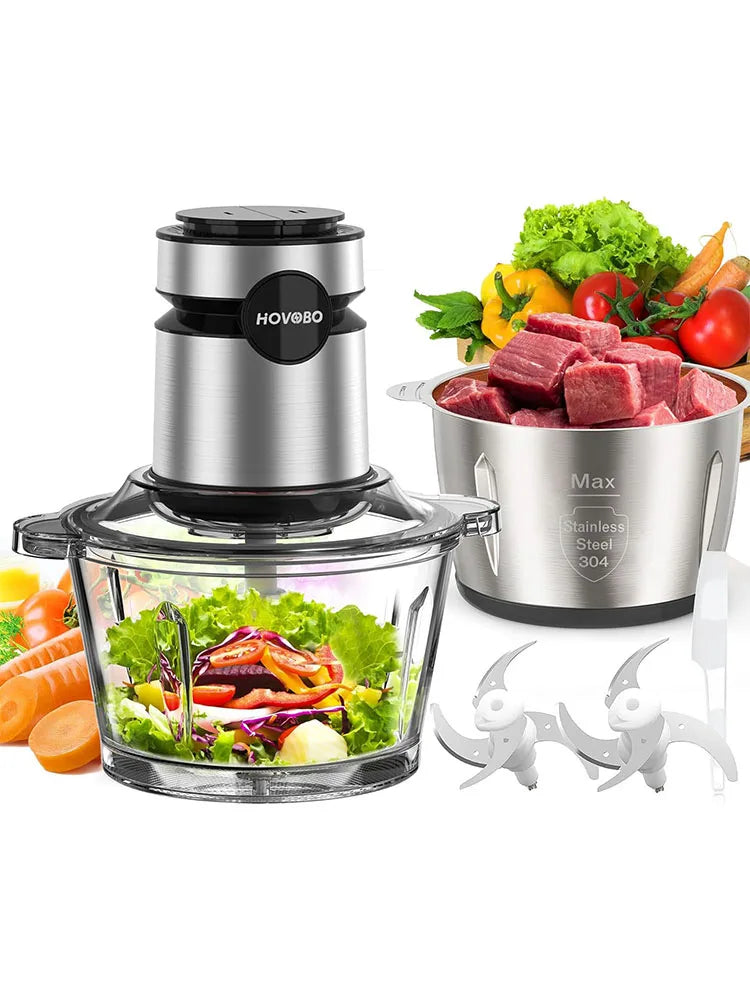 500W Electric Food Processor 2-Speed Meat Grinder & Vegetable Chopper - Chamberland Homes