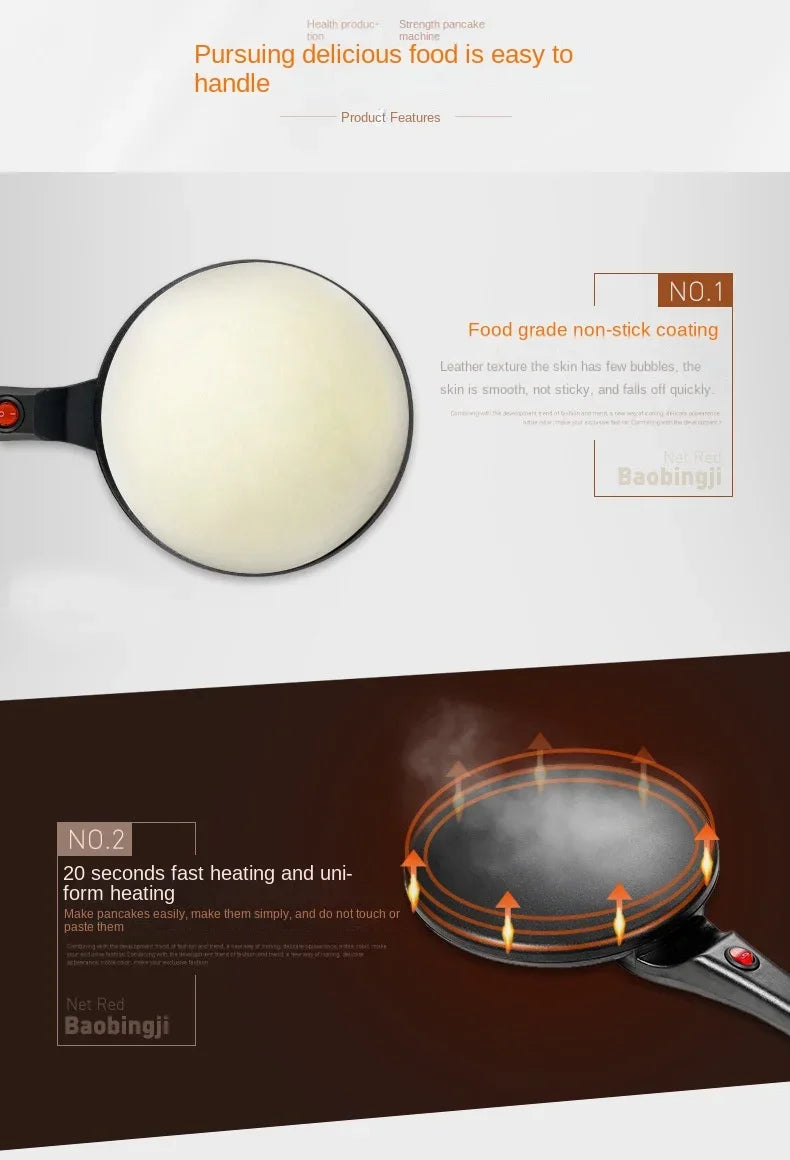 220V Electric Crepe Maker | Non-stick Pancake & Pizza Baking Pan - Chamberland Homes