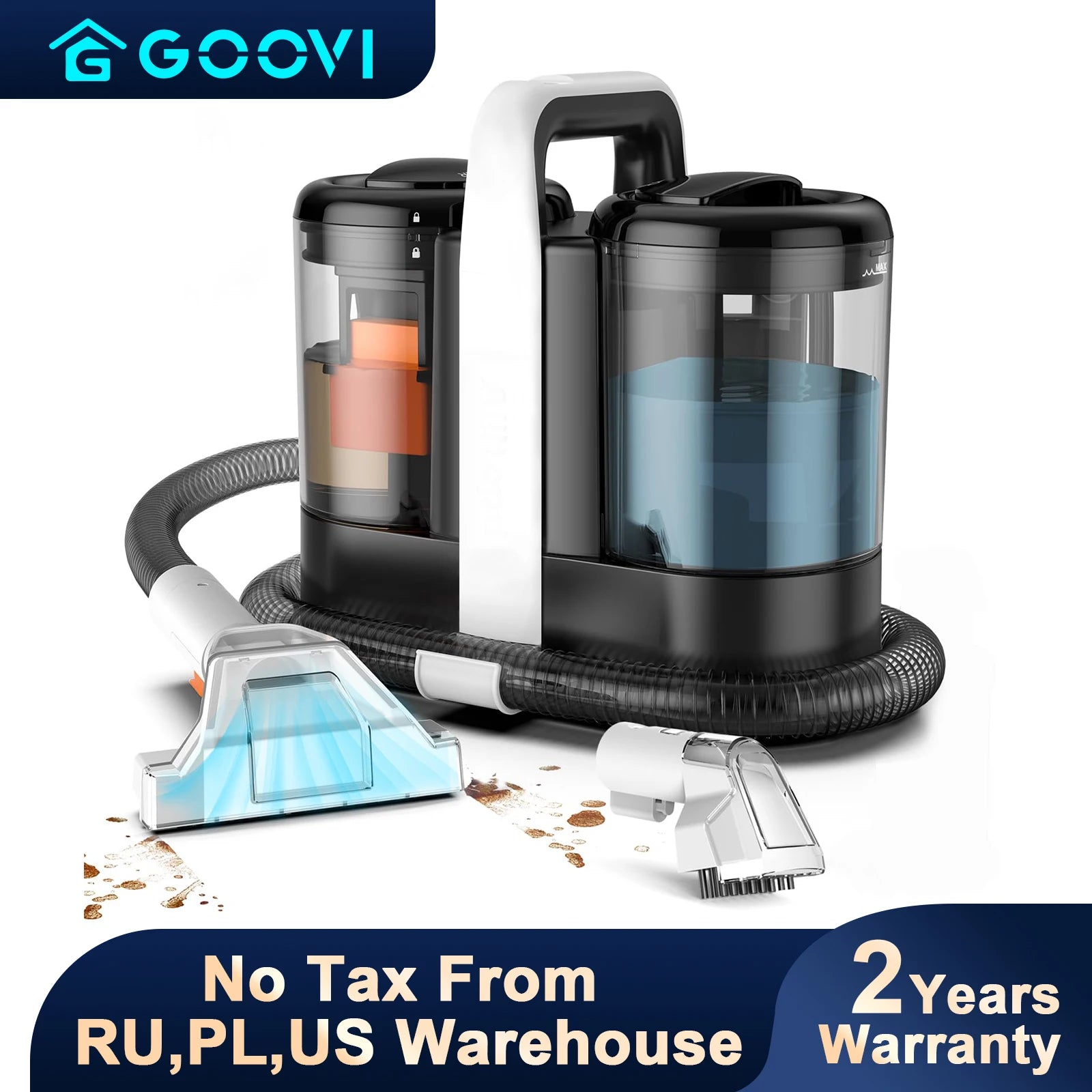 GOOVI Spot Cleaner 600W Handheld Carpet Cleaner | Sofa Curtain Cleaner - Chamberland Homes