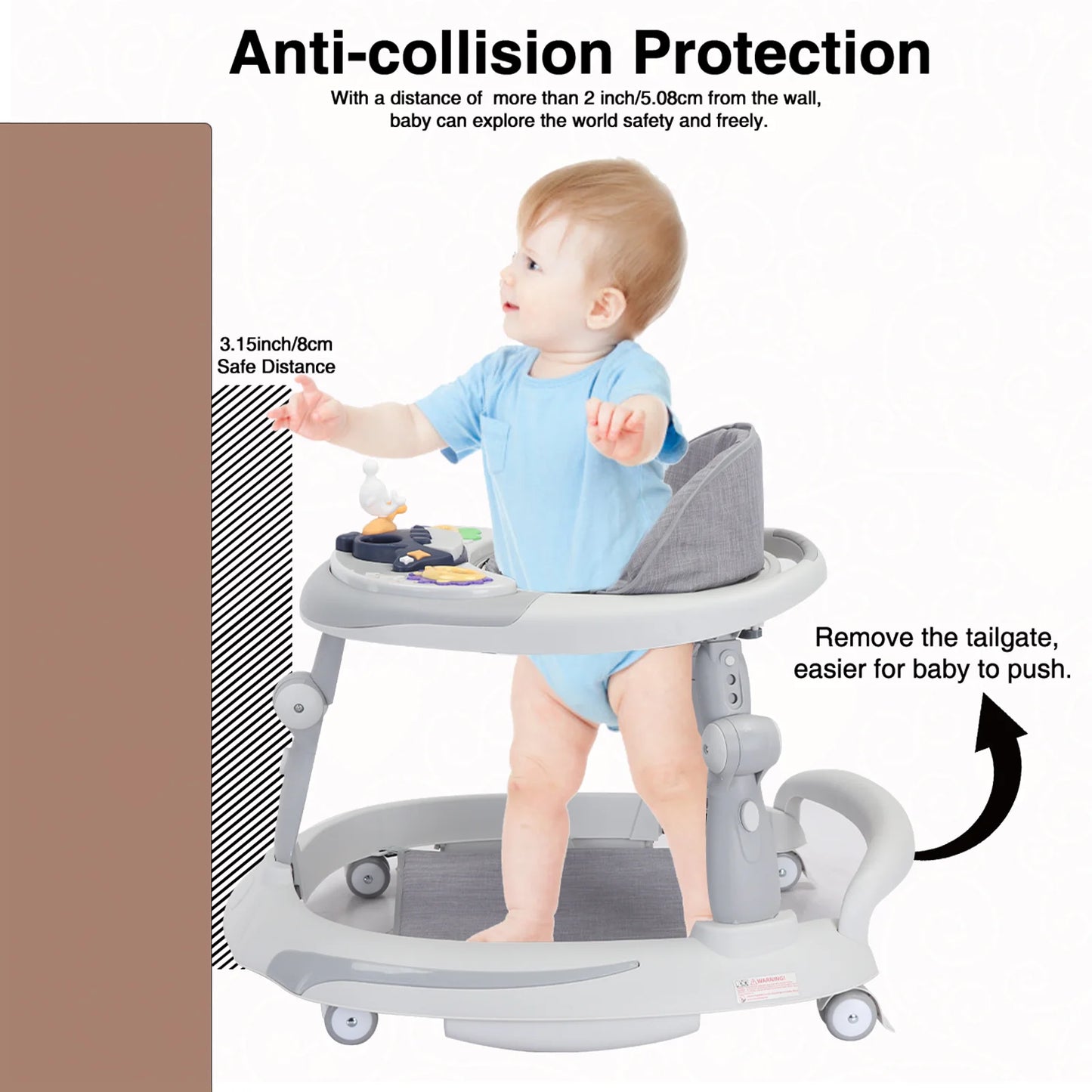 UBRAVOO Foldable Baby Walker | Adjustable Height & Music Toy