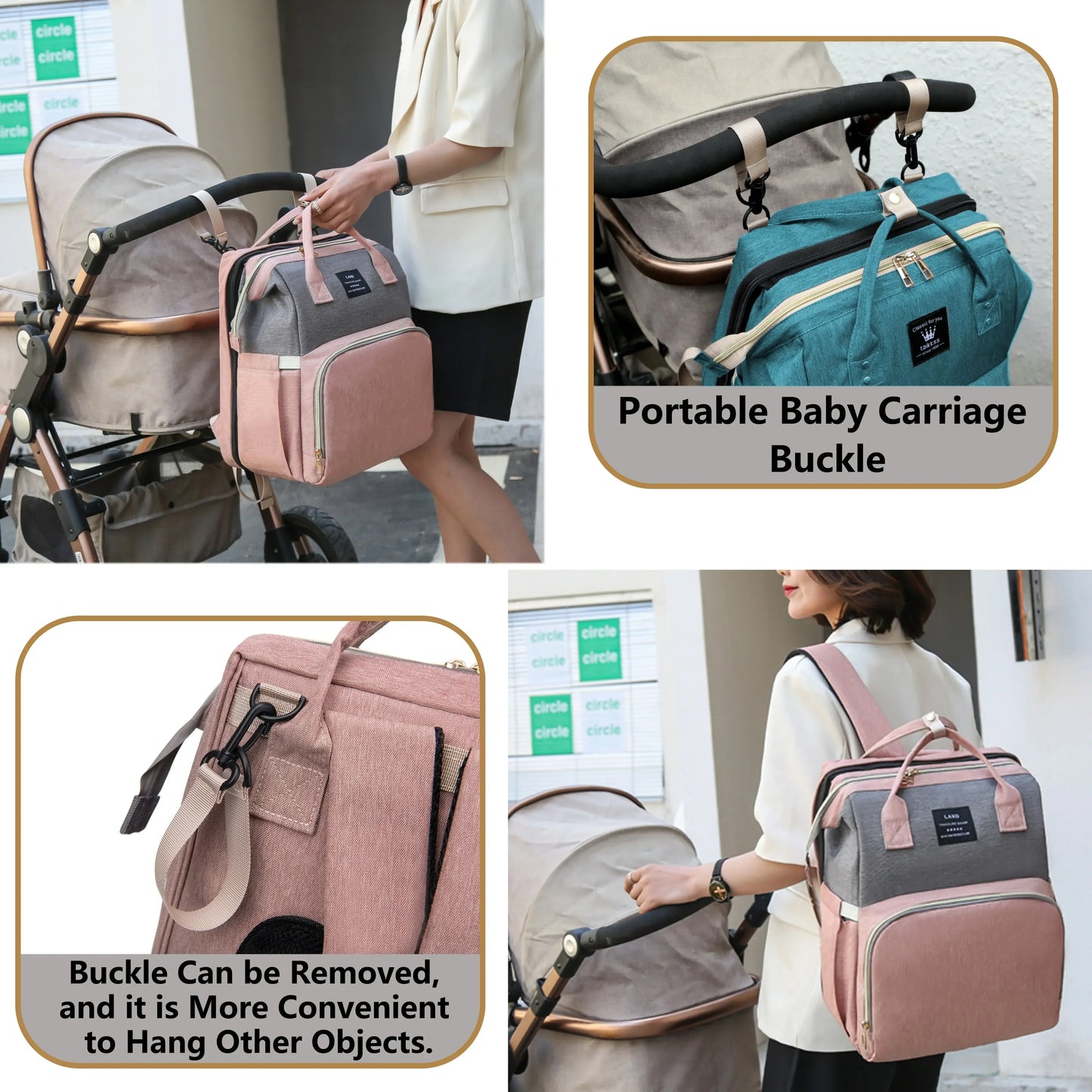 Foldable Portable Mommy Backpack with Crib Bed | Large Diaper Bag