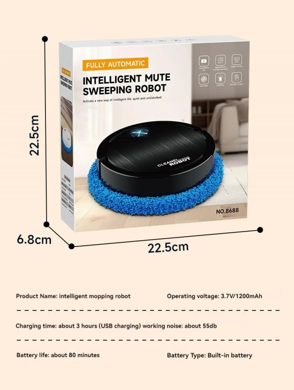 Floor Mopping Robot | Silent Wet & Dry Automatic Electric Sweeper - Chamberland Homes