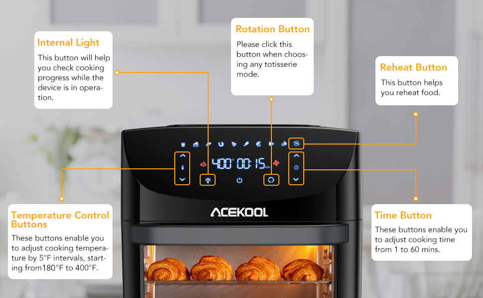 18L Digital Air Fryer Toaster Oven - 10-in-1 Combo - Chamberland Homes