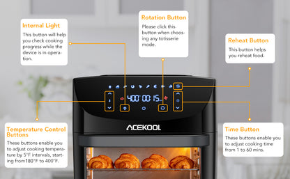 18L Digital Air Fryer Toaster Oven - 10-in-1 Combo - Chamberland Homes