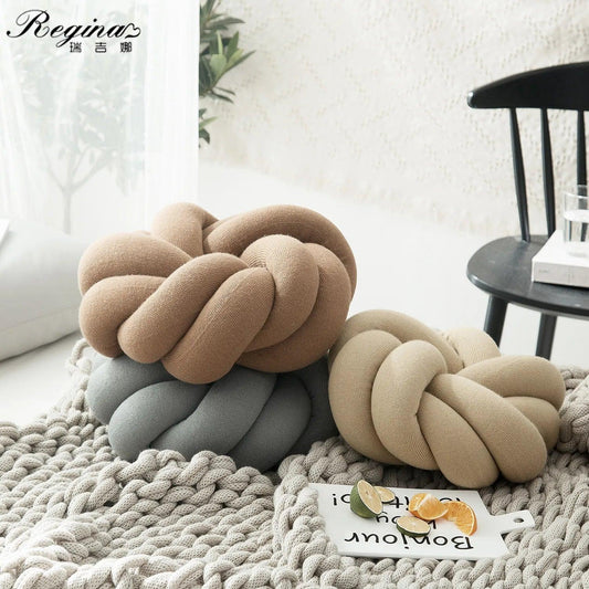 REGINA - Cotton DIY Hand Knot Back Cushions Cozy Car Lumbar Pillow Home Decorative Sofa Seat Cushion Soft Office Hand Rest Pillows - CHAMBERLAND HOMES